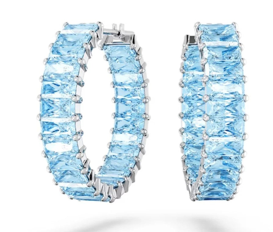 Swarovski Matrix Hoop Korvakorut Sininen/Hopea