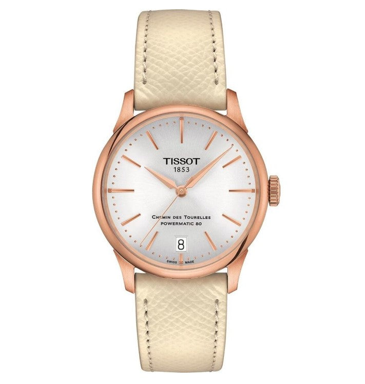 Naisten rannekello Tissot Chemin Des Tourelles Powermatic 80 Kullattu (Ø 35 mm)
